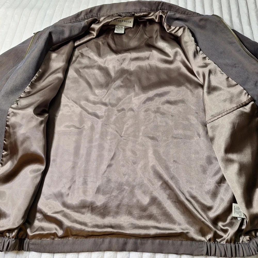 Cutter & Buck Vintage Bomber  Jacket Mens XL Gray Golf 90s Y2K Preppy Classic‎
